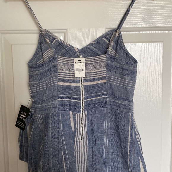 Linen blend cut out express faux wrap dress. - Picture 4 of 7